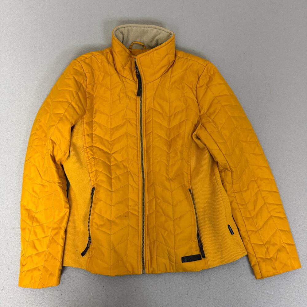 G.H. Bass & Co Yellow Quilted Jacket Women’s Medium Full Zip Mock Neck